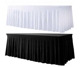 Table Cloth Spandex Rec Table Skirts 6ft Fitted Table Cover Wrinkle Resistant Cloth for el Wedding Anniversary Party Deco3551107499
