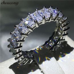 choucong Eternity Ring Princess cut Diamond 925 Sterling Silver Engagement Wedding Band Rings for women men Jewellery 277o