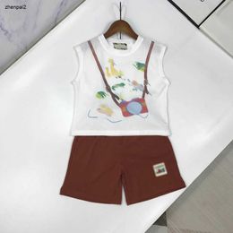Luxury baby tracksuits boys Summer set kids designer clothes Size 90-150 CM Camera Zoo Pattern Print Sleeveless T-shirt and shorts 24May