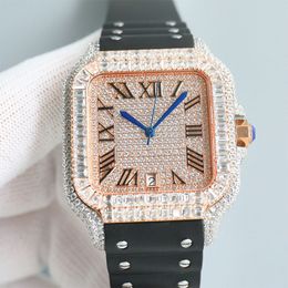 Diamond Men Watch Luxury Watches 40mm Automatic Mechanical 8215 Movement Diamond Bezel Sapphire Glass Designer Watches Rubber Bracelet High Quality Montre De Luxe