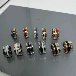 Band Rings S925 2024 French heat transfer bead ring rotating ring starry sky diamond row rotating ceramic pair ring J240508