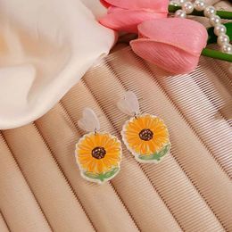 Dangle Earrings Pendant Flower Sweet Fashion Jewelry Acrylic Korean Tulip Accessories Rose Drop Lady