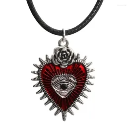 Pendant Necklaces Hip Hop Rose Flower Heart Necklace For Women Men Thorns