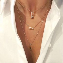 necklaces messikas jewlery designer necklace for woman Vgold Highend Feeling Niche Light Luxury Double Layered Oval Crystal Necklace Female Collarbone Neck