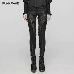 Women's Leggings PUNK RAVE Gothic Exquisite Lace Gorgeous Shimmering Pattern Slim Sexy Pants Women Clothing