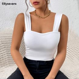 Women's Tanks Sleeveless Cropped Tank Top Crop Summer 2024 Korean Corset Camisole Knit Sexy Slim Vest Bra Tops Female Y2k