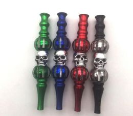 Hookah Mouth Tips Blunt holder with Skull head Rainbow color rod hookah mouth tips whole hookah jewelry metal smoke tips4224546