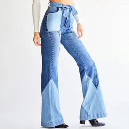 Women's Jeans 2024 Flare High Waist Wide Leg Pants Women Spring Autumn Bell-Bottom Patchwork Denim Trousers For