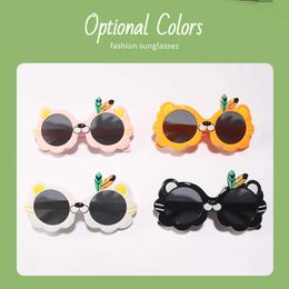 Sunglasses Kids Cute Sunglasses Cartoon Lion Leaf Round Eye Protect Funny Sunglasses Photo Party Boys Girls Props H240508