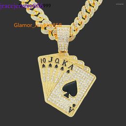 Colares pendentes 2 (PCs/lote) Poker de estilo cubano Personalidade da cadeia de laços Hip-Hop Full Bore Deventie jóias de colar de alta qualidade