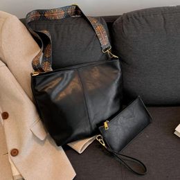 Shoulder Bags Women Retro Satchel Handbag Versatile Crossbody Bag Set Wide Strap Sling Commuting