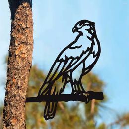 Garden Decorations 1PC Decorative Metal Eagle Stakes Outdoor Tree Decor Black Bird Silhouette Stake For Yards Patio Lawn Spring