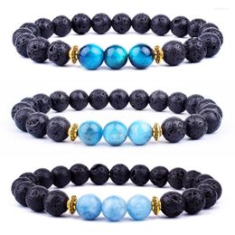 Strand Fashion Lava Aquamarine Bracelets Men Energy Nature Blue Apatite Beads Chakra Women Yoga Oil Diffuser Jewelry Pulsera