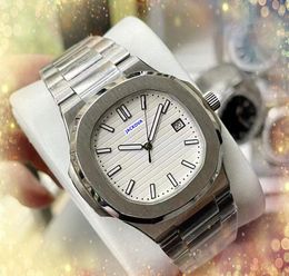 Automatic Date Iced Out Men Three Stiches Watch Japan Quartz Battery Silver Calendar Stainless Steel Band Clock Square Dial Face Watches Gifts