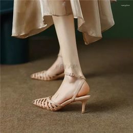 Sandals Naked Pointed Shoes For Women Designer Toe Hollow Outs Cross-tied Gladiator High Heels Sexy
