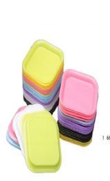 Colourful Square Portable Smoking Plastic Mini Preroll Scroll Roll Cigarette Tray Holder Dry Herb Tobacco Grinder Smoke Plate EWD636723951