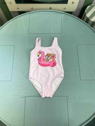 Brand kids one-pieces Swimsuit lovely pink girls swimwear size 80-150 CM Summer child Beach Bikinis Designer Children Swimwears 24May