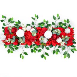 Decorative Flowers Wreaths 100cm DIY Wedding Flower Wall Decor Arrangement Supplies Silk Peony Rose Artificial Flower Row Decoration Wedding Arch Backdrop