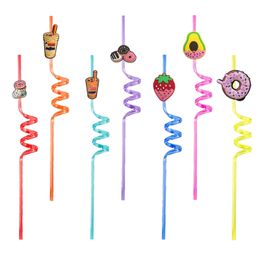 Disposable Plastic Sts Donuts Themed Crazy Cartoon Drinking Party Supplies For Favors Decorations St With Decoration Kids Pop Pool B Otfel
