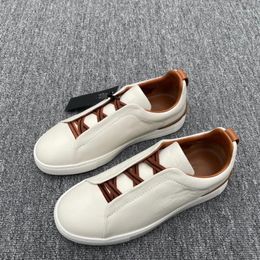 Casual Shoes Leather Light Men's High-end Small White Black Deerskin Slip-on Business 47
