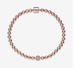 Hot sales Beautiful Women's Beads Pave 18k Rose Bracelet Summer Jewelry for 925 Sterling Silver Hand Chain Beaded bracelets With Original box3769825