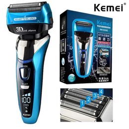 Razors Blades Kemei 8150 wet dry 3-speed charging electric shaver mens facial 4-blade system Q240508
