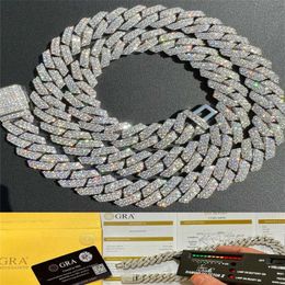 Custom Pass Diamond Tester Vvs Moissanite Cuban Chain Necklace Iced Out Hip Hop 925 Silver Link Bracelet Men 240c