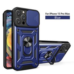 Lens slide design Shockproof Armour Case For iPhone 15 14 13 12 11 Pro Max Mini Car Holder Phone Cover PU+TPU