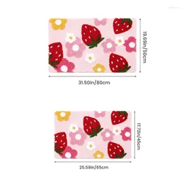 Carpets Pink Bathroom Rugs Cute Strawberry Bath Mat Accessories Machine Washable Rug Soft Carpet Durable Easy To Use