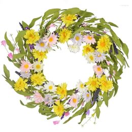 Decorative Flowers Wreath 17 Inch Spring Summer For Front Door Window Wall Decoration Festival Celebration Home Indoor Dropship