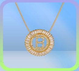 High Quality Gold Long Necklace White Designer Cubic Zirconia Initials Letter Pendant Necklaces For Women Men Dubai Jewelry CZ Col5302882