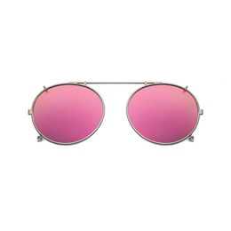 Polarized Round Clip On Sunglasses Unisex Pink Coating Mirror Sun Glasses Driving Metal Oval Shade Clip On Glasses uv400 207R