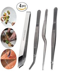 GDGY 4Piece Tweezers Tongs Tweezers Fish Bone Tweezers Set 55 inches Stainless Steel Precision Tongs tweezer with Cooking Off7671857