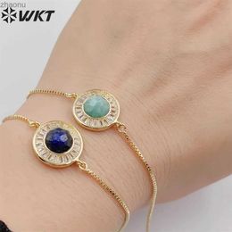 Chain WT-B624 WKT elegant and charming circular microwave cubic zirconia 18k border stone adjustable gold double connector accessory XW