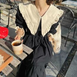 Casual Dresses Baby Neck Sweet Dress Long-sleeved Elegant Office Lady Korean A-line Loose Spring Party Birthday For Women 2024