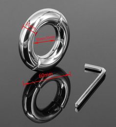 Male Round Extreme Heavy Metal Cock Rings Stainless Steel Ball Stretcher Scrotum Bondage Device Testicle Stretcher Ball Weight Y193578346