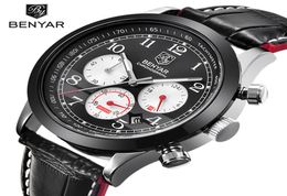 BENYAR Brand Sport Waterproof Chronograph Men Watch Top Brand Luxury Male Leather Quartz Military Wrist Watch Men Clock saat1723860