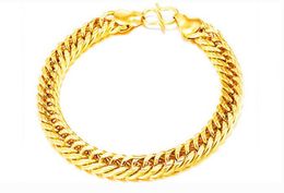 18k real gold plated gold Colour bracelet size 8mm 20cm big thick chain bangle for men Jewellery whole7968965