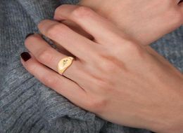 Cluster Rings Oval Tiny Pinky Signet Ring For Women Custom Handwrite Initial Name Female Finger5381881