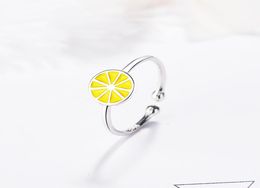 TF203 Creative Lemon Orange Rings S925 Sterling Silver Small Fresh Opening Simple Adjustable Hand Jewellery Whole4022232
