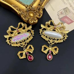 Brooches High Quality Vintage Pearl Light Luxury Rhinestone Pink Brooch Pin For Women