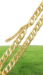 USENSET 11mm Stainless Steel 18K Gold Plated Cuban Curb Dog Pet or Cat Link Chain Collar Pet Supplies7370184