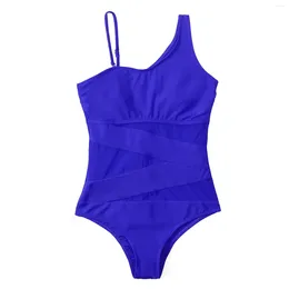 Women's Swimwear Sexy One Piece Swimsuit 2024 Women Bathing Suit Simple Swimming Push Up Female Beach Wear Shoulder Swim Suits