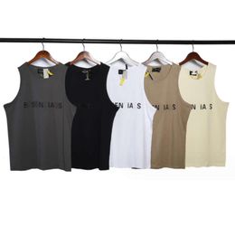 ESS Mens Tank Top T Shirt Trend Brand Three-dimensional Lettering Pure Cotton Lady Sports Casual Loose High Street Sleeveless Vest Top EU Size S-XL High Quality 438866