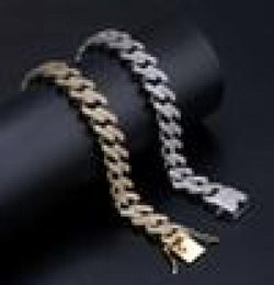 Luxury Designer Bracelet 14MM Cuban Link Chain Hip Hop Jewellery Mens Bracelets pour hommes Iced Out Diamond Bangle Rapper Love Char2531893