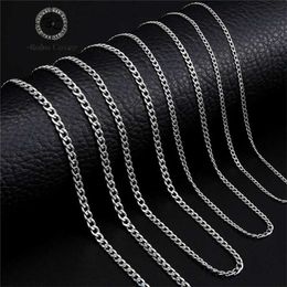 Chains Punk Size 2-7mm Mens Curb Cuban Link Chain Stainless Steel Necklace Women Silver Colour Male Jewellery Gifts For Hiphop Boy d240509