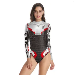 Women's Swimwear Nadanbao Christmas Swimsuit Women One Piece Design Printing Swimming Summer Long Sleeve Holiday Party Bathing Suit