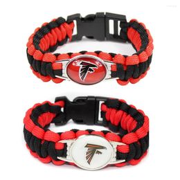 Bangle 18 25MM Glass Football Charms Falcon Bracelet Paracord Survival Braided Rope Sports Bangles DIY Jewellery