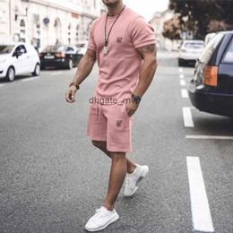 Mens Tracksuits 2021 Summer Sik Silk Printing Trend Street Fashion Casual Slim Shorts Set Cotton Short Sleeve T-Shirt 2-Piece Sets