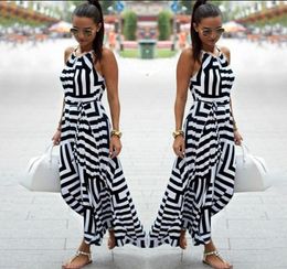 Summer Dress Women Sexy Boho Striped Sleeveless Maxi Long Dress Beach Style Strap Sundress Vestidos For Female 9874288493804